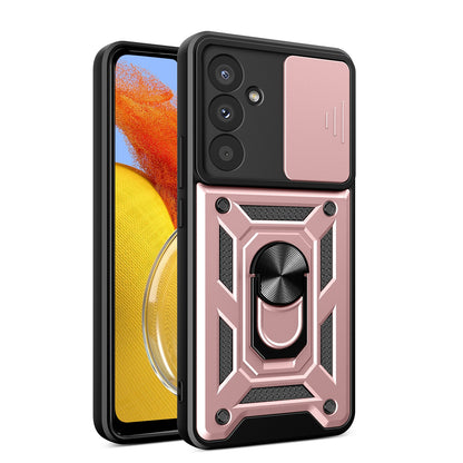 Samsung Galaxy M14 5G Sliding Camera Cover Magnetic Ring Stand Shockproof TPU + PC Protective Phone Case