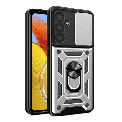 Samsung Galaxy M14 5G Sliding Camera Cover Magnetic Ring Stand Shockproof TPU + PC Protective Phone Case