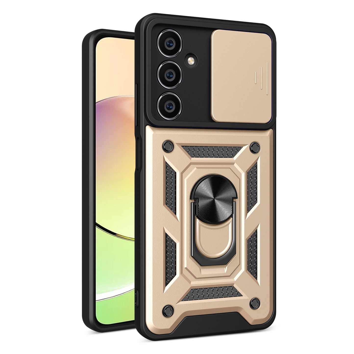 Samsung Galaxy M54 5G Sliding Camera Cover Magnetic Ring Stand Shockproof TPU + PC Protective Phone Case