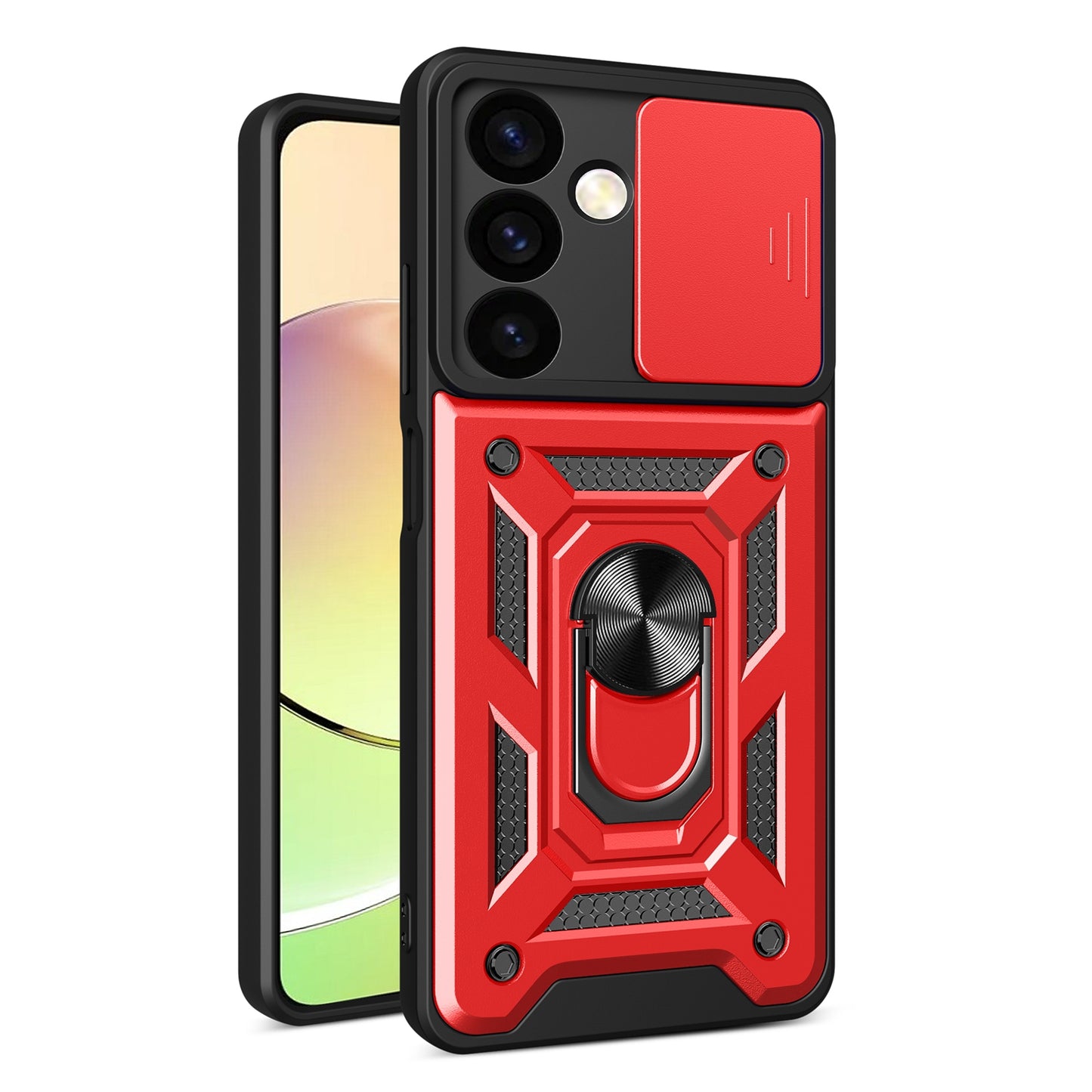 Samsung Galaxy S24 5G Sliding Camera Cover Magnetic Ring Stand Shockproof TPU + PC Protective Phone Case
