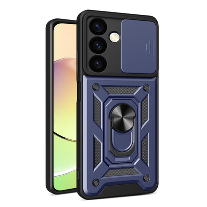 Samsung Galaxy S24 5G Sliding Camera Cover Magnetic Ring Stand Shockproof TPU + PC Protective Phone Case