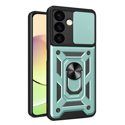 Samsung Galaxy S24 5G Sliding Camera Cover Magnetic Ring Stand Shockproof TPU + PC Protective Phone Case