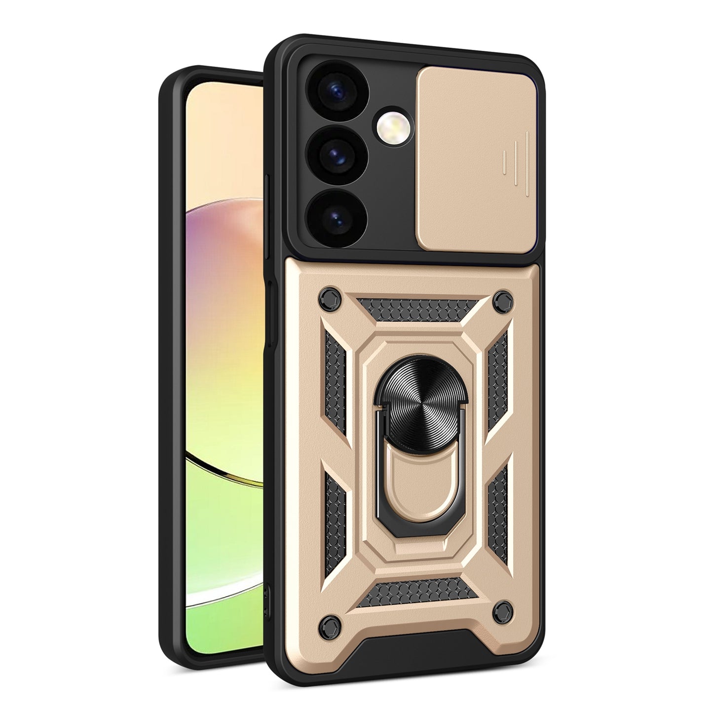 Samsung Galaxy S24 5G Sliding Camera Cover Magnetic Ring Stand Shockproof TPU + PC Protective Phone Case