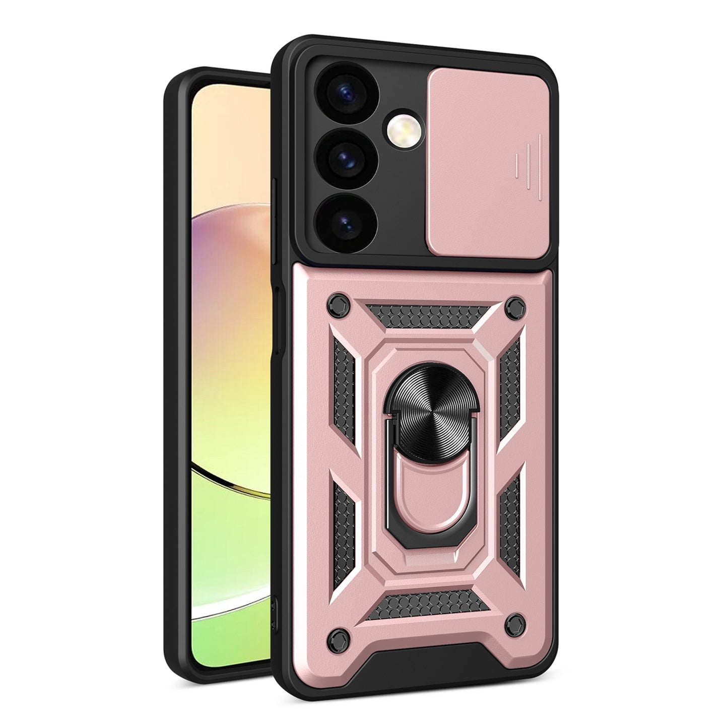 Samsung Galaxy S24 5G Sliding Camera Cover Magnetic Ring Stand Shockproof TPU + PC Protective Phone Case