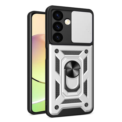 Samsung Galaxy S24 5G Sliding Camera Cover Magnetic Ring Stand Shockproof TPU + PC Protective Phone Case