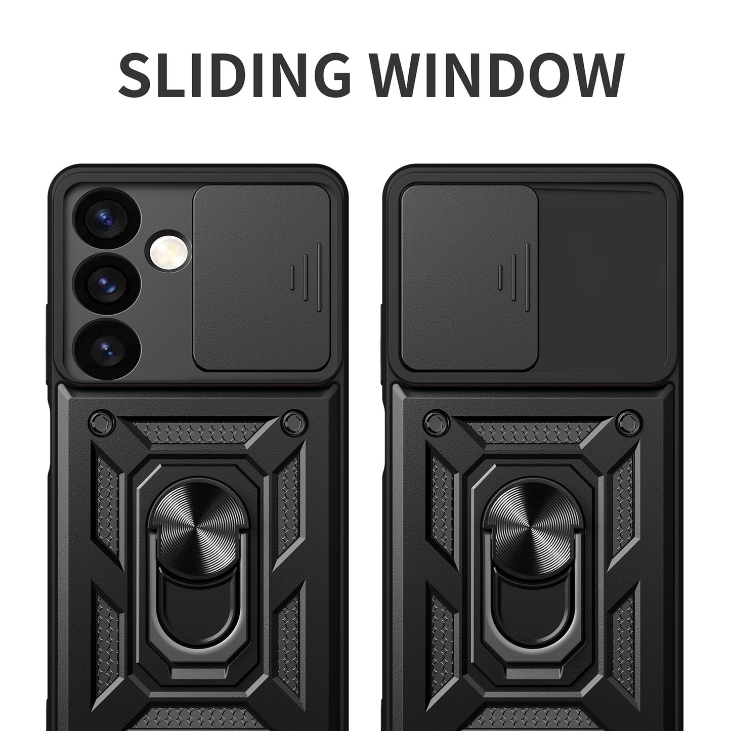 Samsung Galaxy S24 5G Sliding Camera Cover Magnetic Ring Stand Shockproof TPU + PC Protective Phone Case