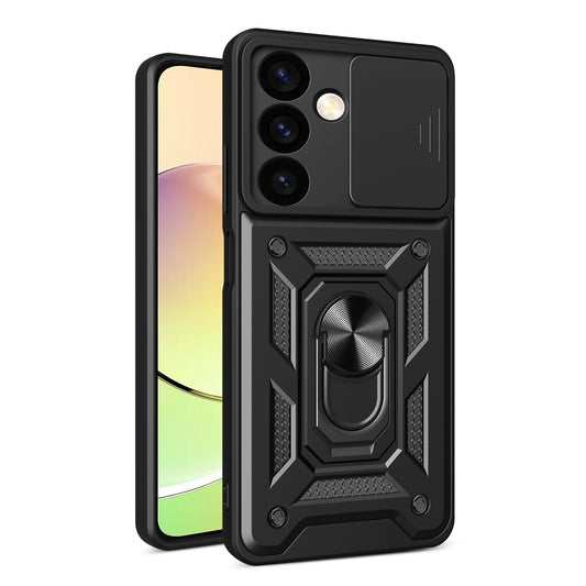 Samsung Galaxy S24+ 5G Sliding Camera Cover Magnetic Ring Stand Shockproof TPU + PC Protective Phone Case