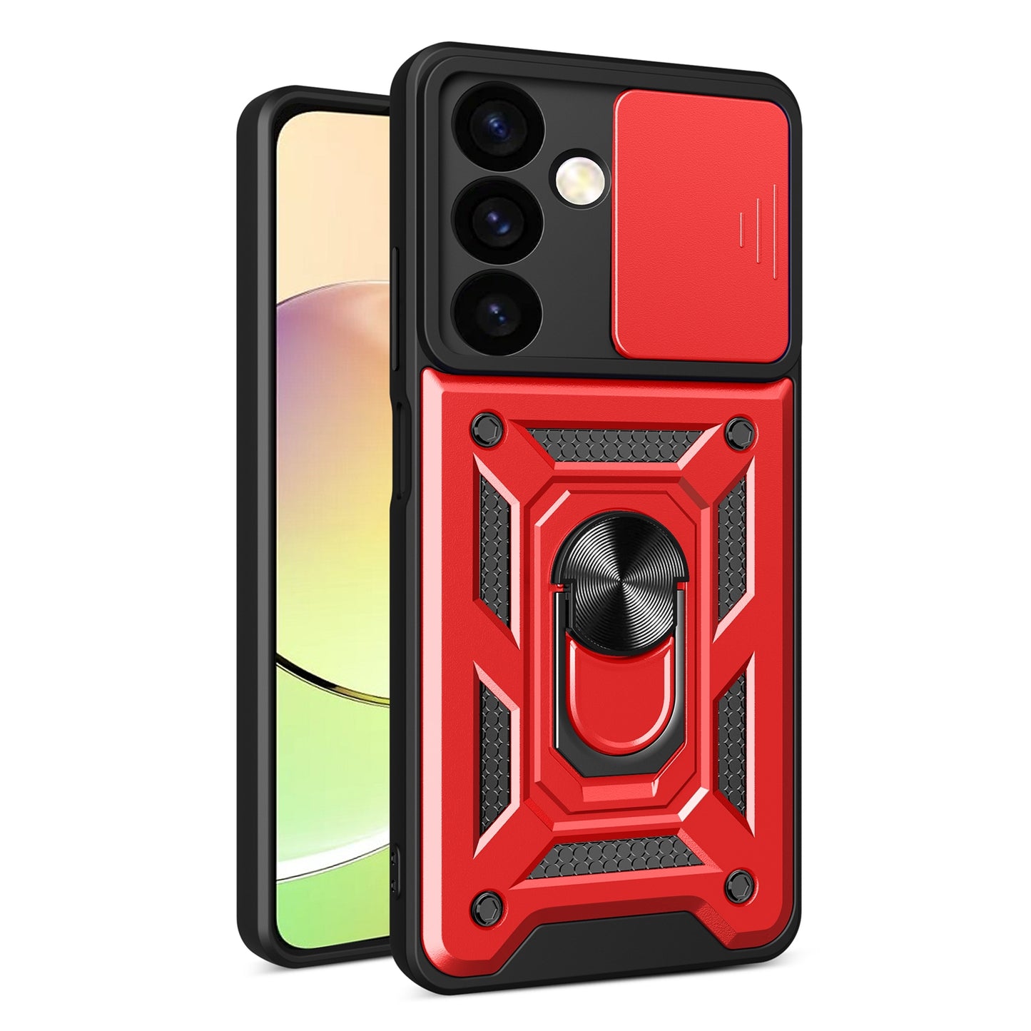 Samsung Galaxy S24+ 5G Sliding Camera Cover Magnetic Ring Stand Shockproof TPU + PC Protective Phone Case