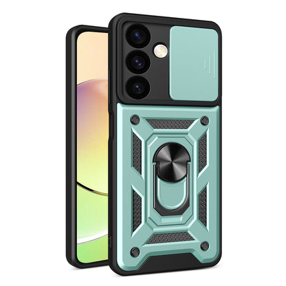 Samsung Galaxy S24+ 5G Sliding Camera Cover Magnetic Ring Stand Shockproof TPU + PC Protective Phone Case