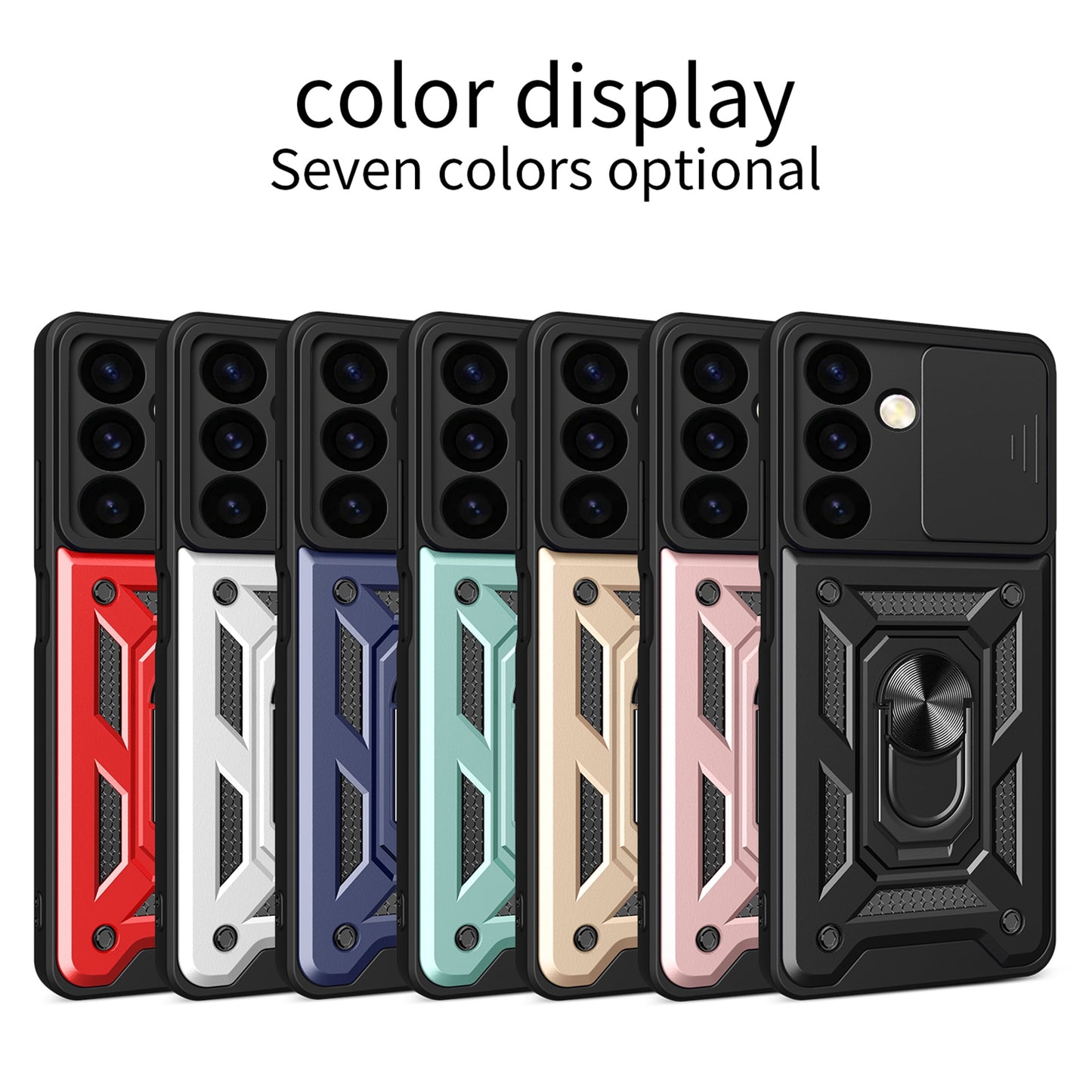 Samsung Galaxy S24+ 5G Sliding Camera Cover Magnetic Ring Stand Shockproof TPU + PC Protective Phone Case
