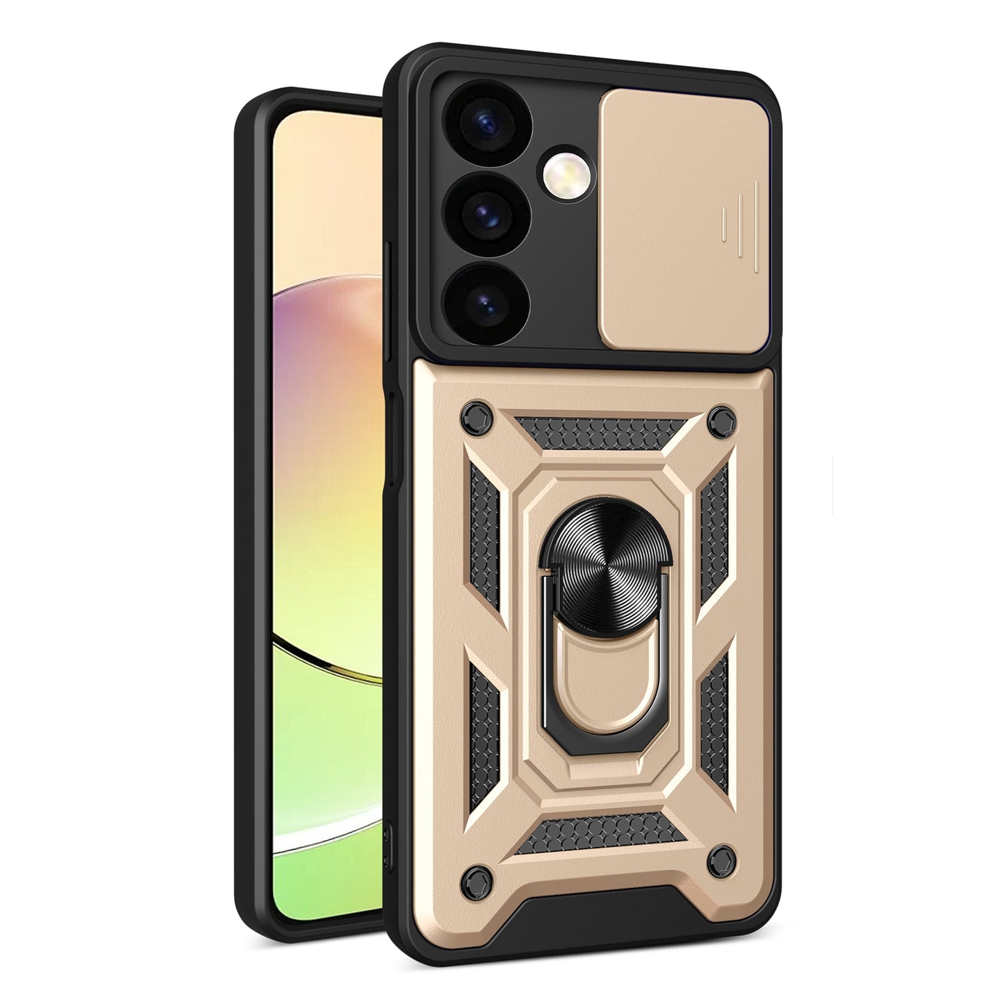 Samsung Galaxy S24+ 5G Sliding Camera Cover Magnetic Ring Stand Shockproof TPU + PC Protective Phone Case