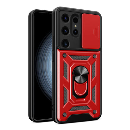 Samsung Galaxy S24 Ultra 5G Sliding Camera Cover Magnetic Ring Stand Shockproof TPU + PC Protective Phone Case