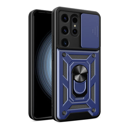 Samsung Galaxy S24 Ultra 5G Sliding Camera Cover Magnetic Ring Stand Shockproof TPU + PC Protective Phone Case