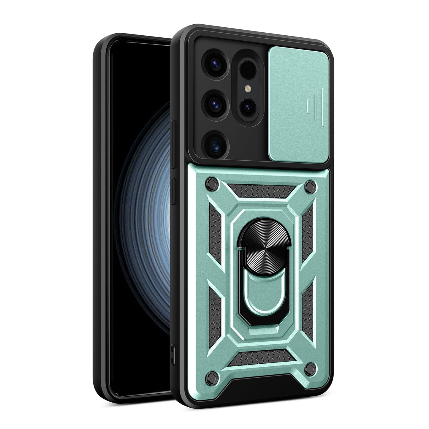 Samsung Galaxy S24 Ultra 5G Sliding Camera Cover Magnetic Ring Stand Shockproof TPU + PC Protective Phone Case