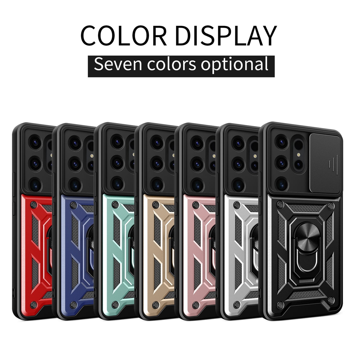 Samsung Galaxy S24 Ultra 5G Sliding Camera Cover Magnetic Ring Stand Shockproof TPU + PC Protective Phone Case