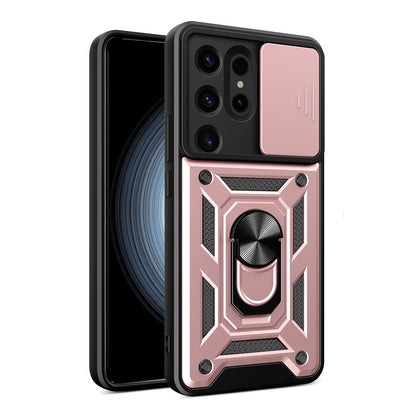 Samsung Galaxy S24 Ultra 5G Sliding Camera Cover Magnetic Ring Stand Shockproof TPU + PC Protective Phone Case