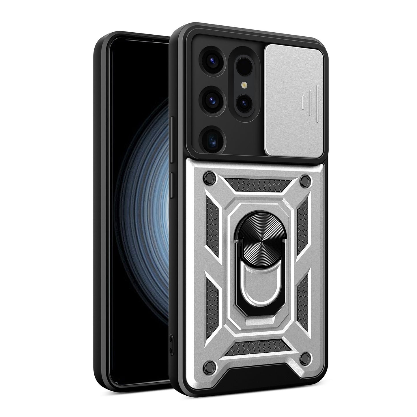 Samsung Galaxy S24 Ultra 5G Sliding Camera Cover Magnetic Ring Stand Shockproof TPU + PC Protective Phone Case