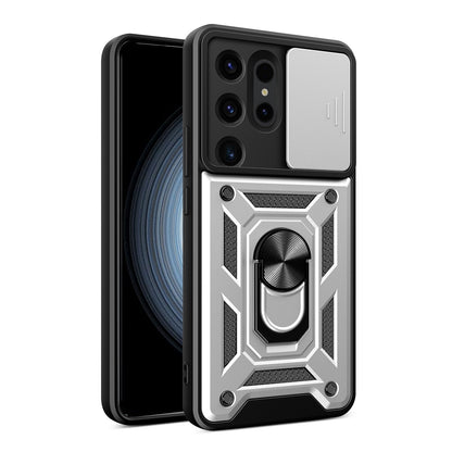 Samsung Galaxy S24 Ultra 5G Sliding Camera Cover Magnetic Ring Stand Shockproof TPU + PC Protective Phone Case