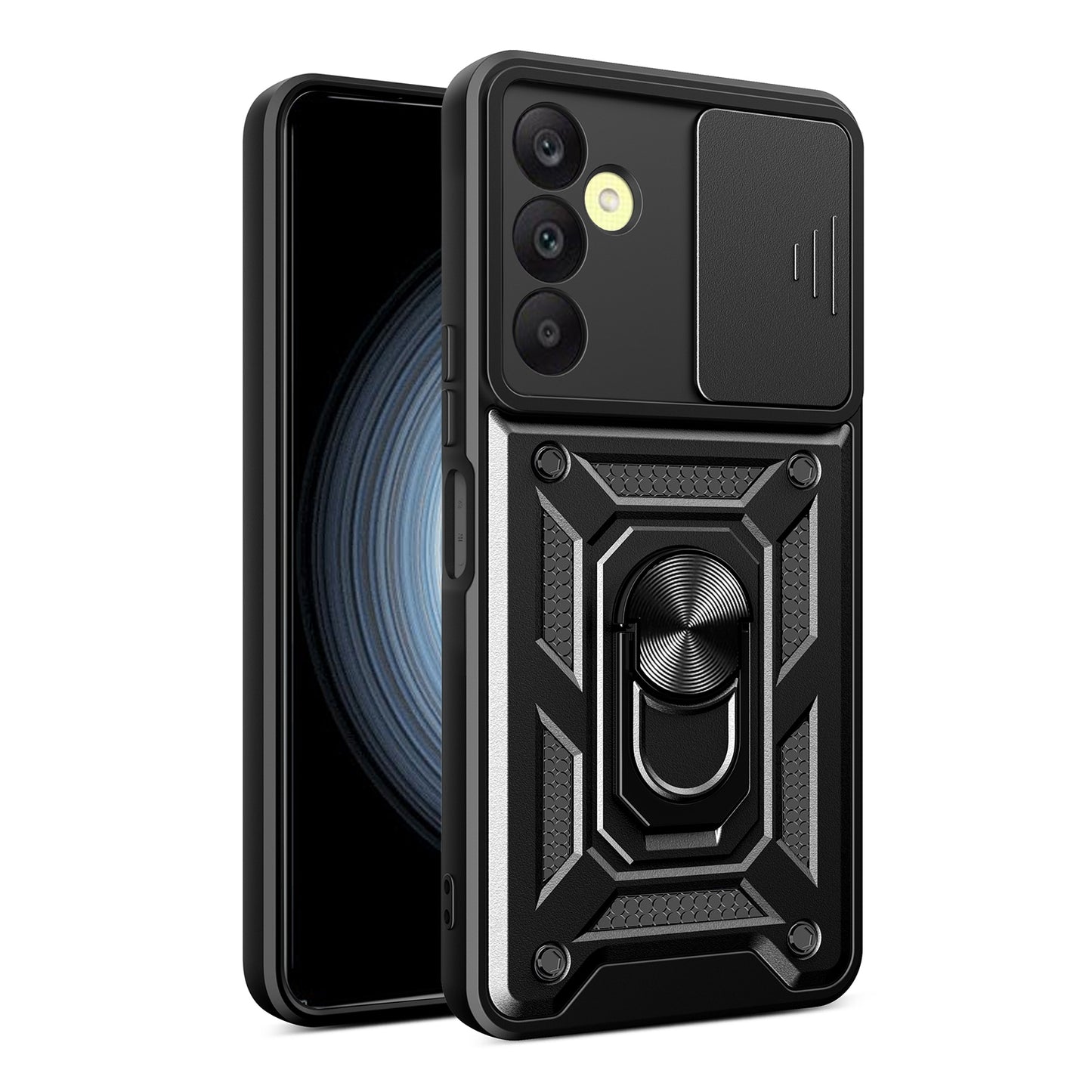 Samsung Galaxy A25 5G Sliding Camera Cover Magnetic Ring Stand Shockproof TPU + PC Protective Phone Case