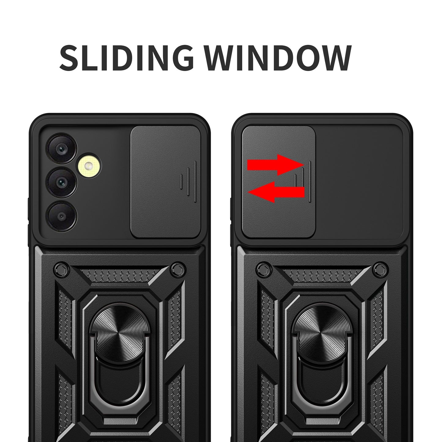 Samsung Galaxy A25 5G Sliding Camera Cover Magnetic Ring Stand Shockproof TPU + PC Protective Phone Case