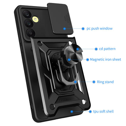 Samsung Galaxy A25 5G Sliding Camera Cover Magnetic Ring Stand Shockproof TPU + PC Protective Phone Case