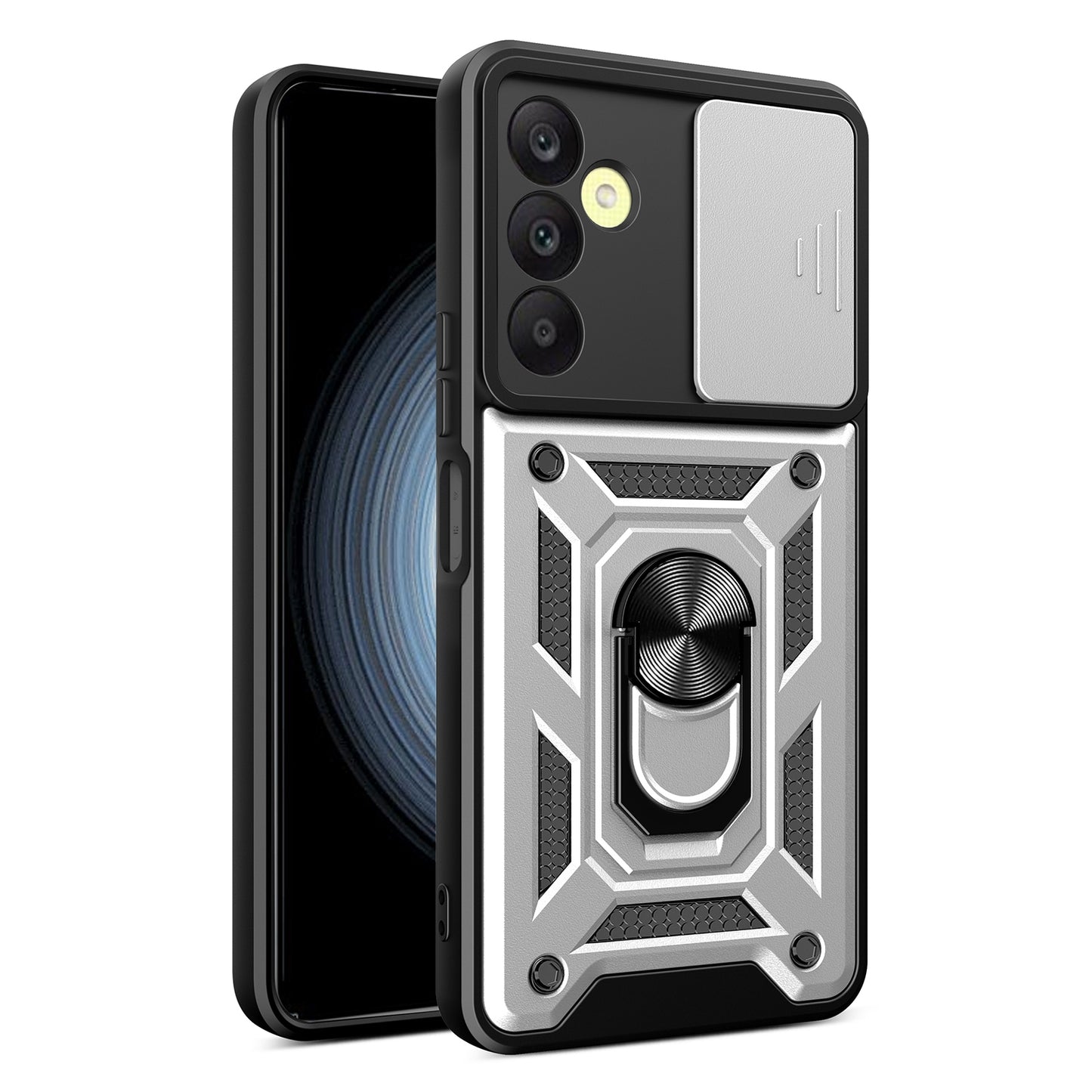 Samsung Galaxy A25 5G Sliding Camera Cover Magnetic Ring Stand Shockproof TPU + PC Protective Phone Case