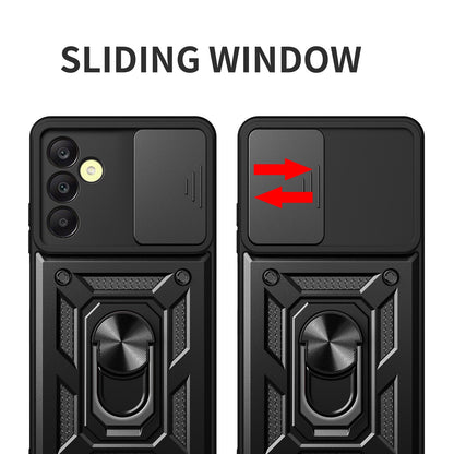 Samsung Galaxy A25 5G Sliding Camera Cover Magnetic Ring Stand Shockproof TPU + PC Protective Phone Case