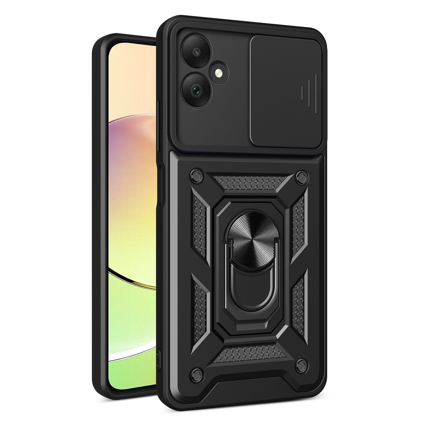 Samsung Galaxy A05 Sliding Camera Cover Magnetic Ring Stand Shockproof TPU + PC Protective Phone Case