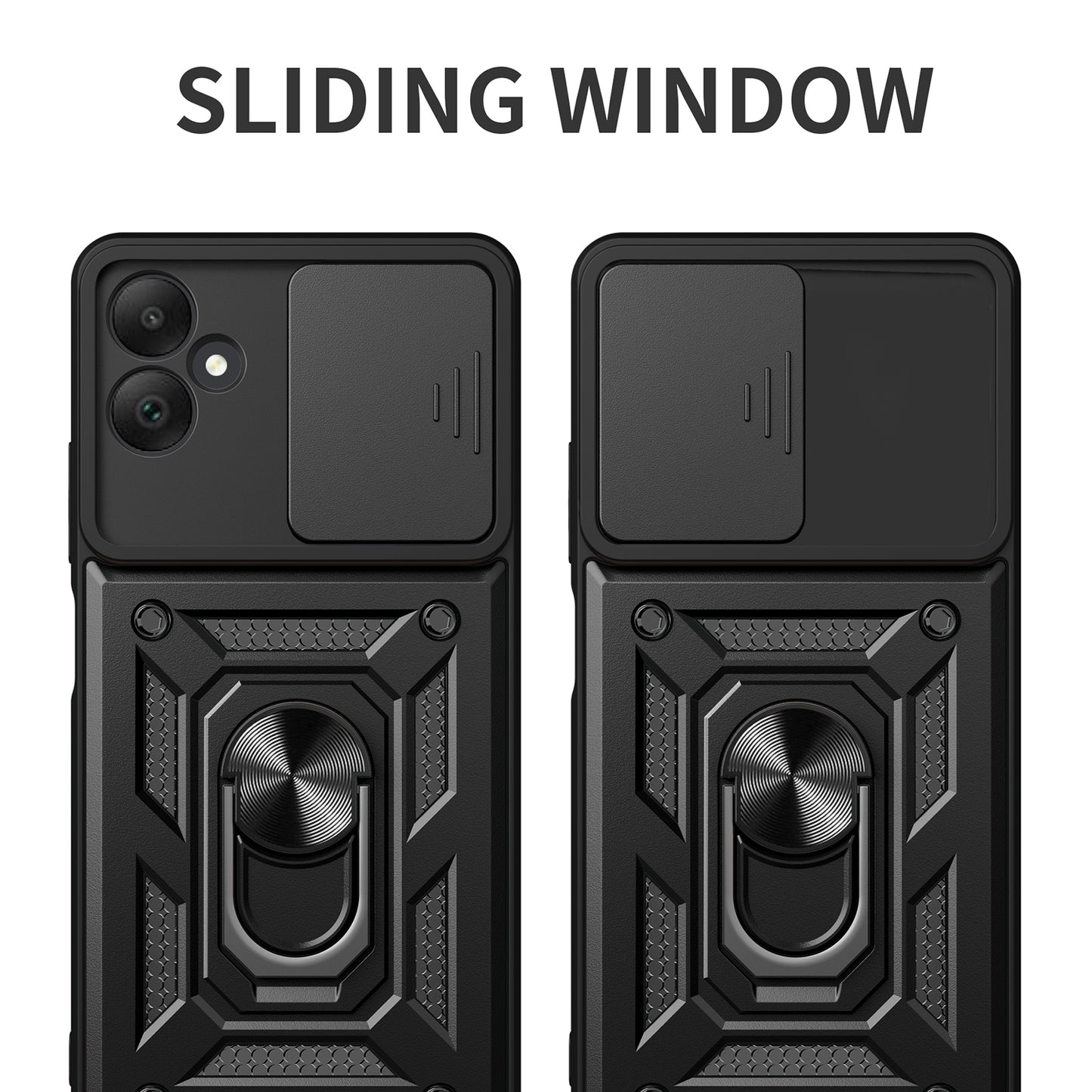 Samsung Galaxy A05 Sliding Camera Cover Magnetic Ring Stand Shockproof TPU + PC Protective Phone Case