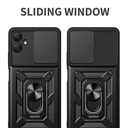 Samsung Galaxy A05 Sliding Camera Cover Magnetic Ring Stand Shockproof TPU + PC Protective Phone Case