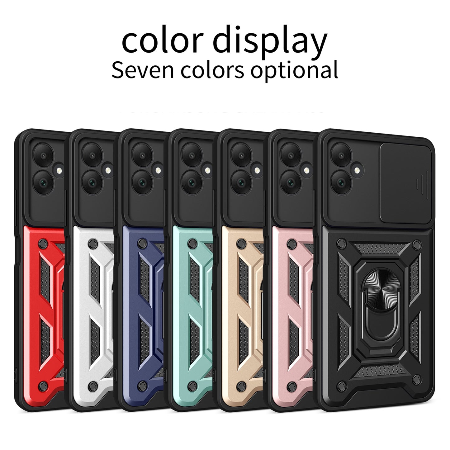 Samsung Galaxy A05 Sliding Camera Cover Magnetic Ring Stand Shockproof TPU + PC Protective Phone Case