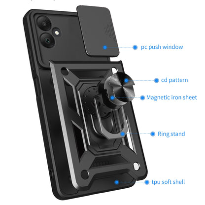 Samsung Galaxy A05 Sliding Camera Cover Magnetic Ring Stand Shockproof TPU + PC Protective Phone Case
