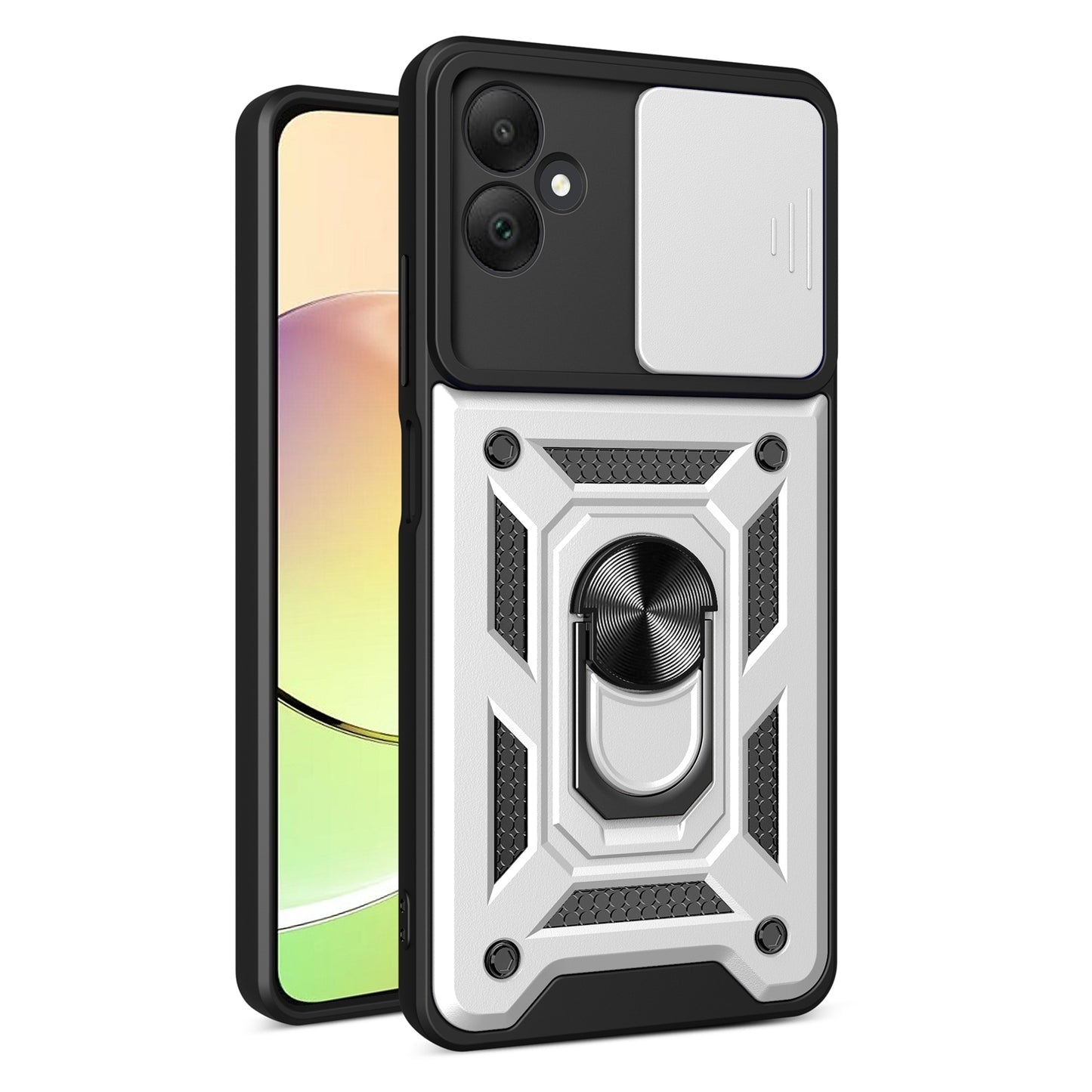 Samsung Galaxy A05 Sliding Camera Cover Magnetic Ring Stand Shockproof TPU + PC Protective Phone Case