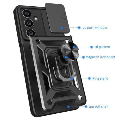 Samsung Galaxy A05s Sliding Camera Cover Magnetic Ring Stand Shockproof TPU + PC Protective Phone Case