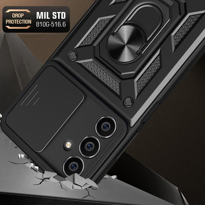 Samsung Galaxy A05s Sliding Camera Cover Magnetic Ring Stand Shockproof TPU + PC Protective Phone Case