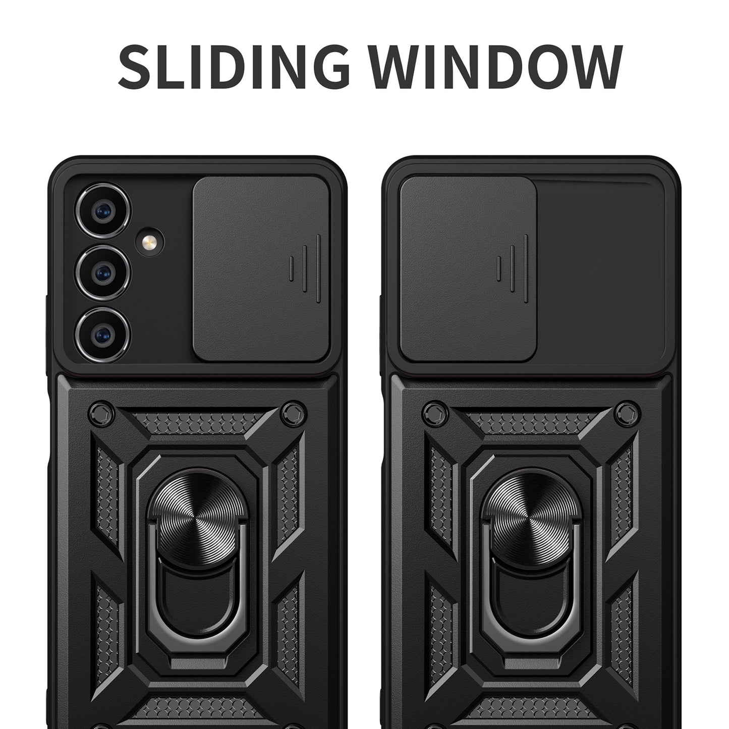 Samsung Galaxy A05s Sliding Camera Cover Magnetic Ring Stand Shockproof TPU + PC Protective Phone Case