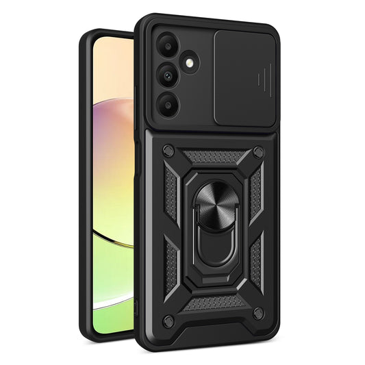 Samsung Galaxy A15 Sliding Camera Cover Magnetic Ring Stand Shockproof TPU + PC Protective Phone Case