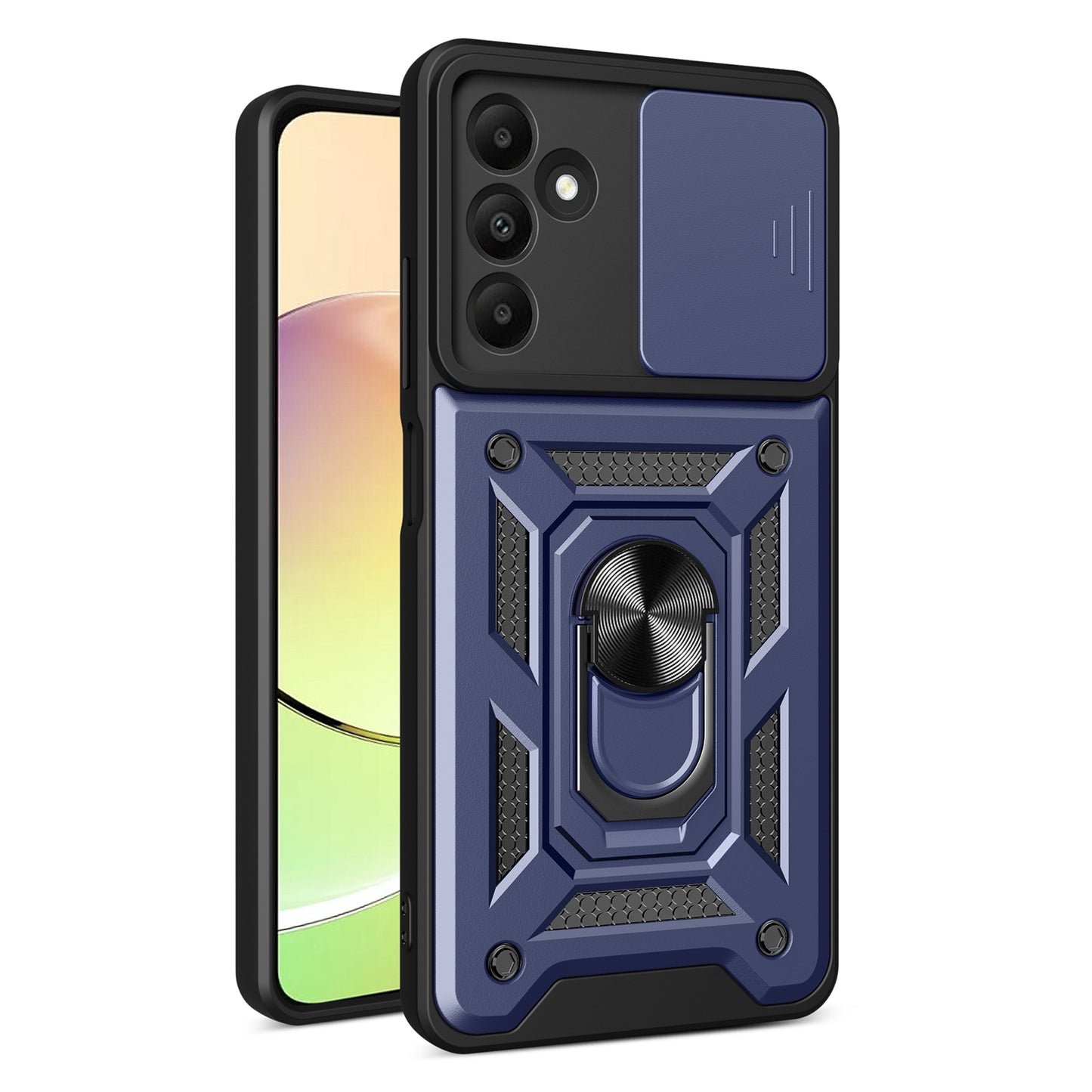 Samsung Galaxy A15 Sliding Camera Cover Magnetic Ring Stand Shockproof TPU + PC Protective Phone Case