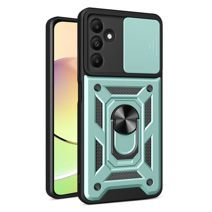 Samsung Galaxy A15 Sliding Camera Cover Magnetic Ring Stand Shockproof TPU + PC Protective Phone Case