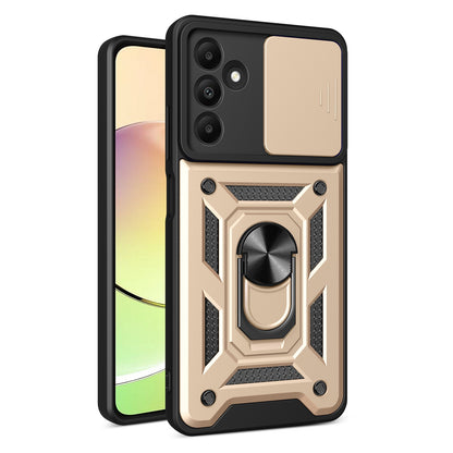 Samsung Galaxy A15 Sliding Camera Cover Magnetic Ring Stand Shockproof TPU + PC Protective Phone Case