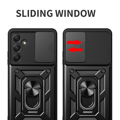 Samsung Galaxy A35 5G Sliding Camera Cover Magnetic Ring Stand Shockproof TPU + PC Protective Phone Case