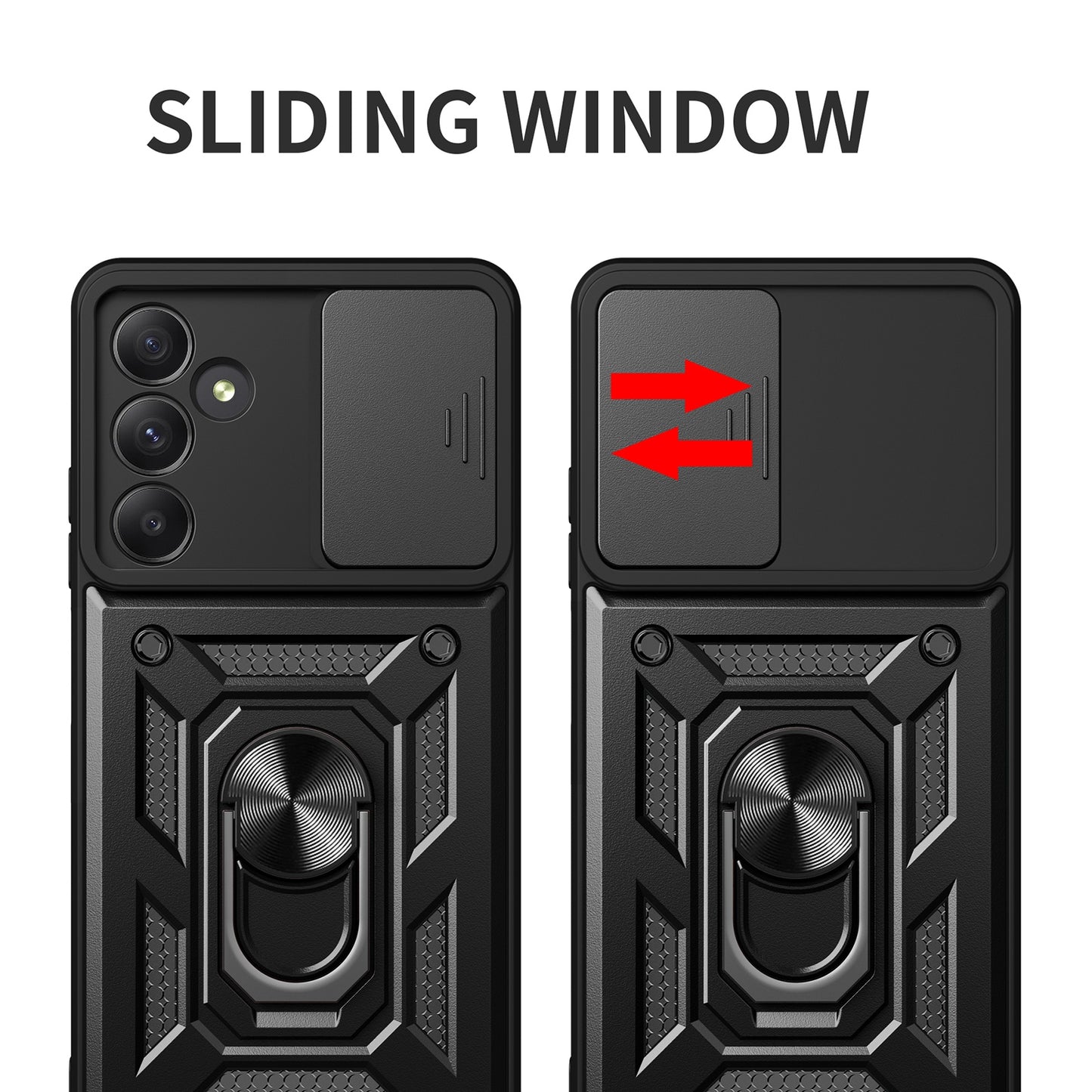 Samsung Galaxy A35 5G Sliding Camera Cover Magnetic Ring Stand Shockproof TPU + PC Protective Phone Case