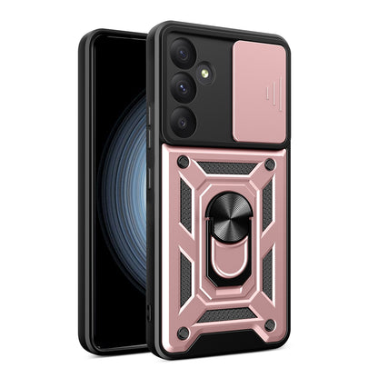 Samsung Galaxy A35 5G Sliding Camera Cover Magnetic Ring Stand Shockproof TPU + PC Protective Phone Case