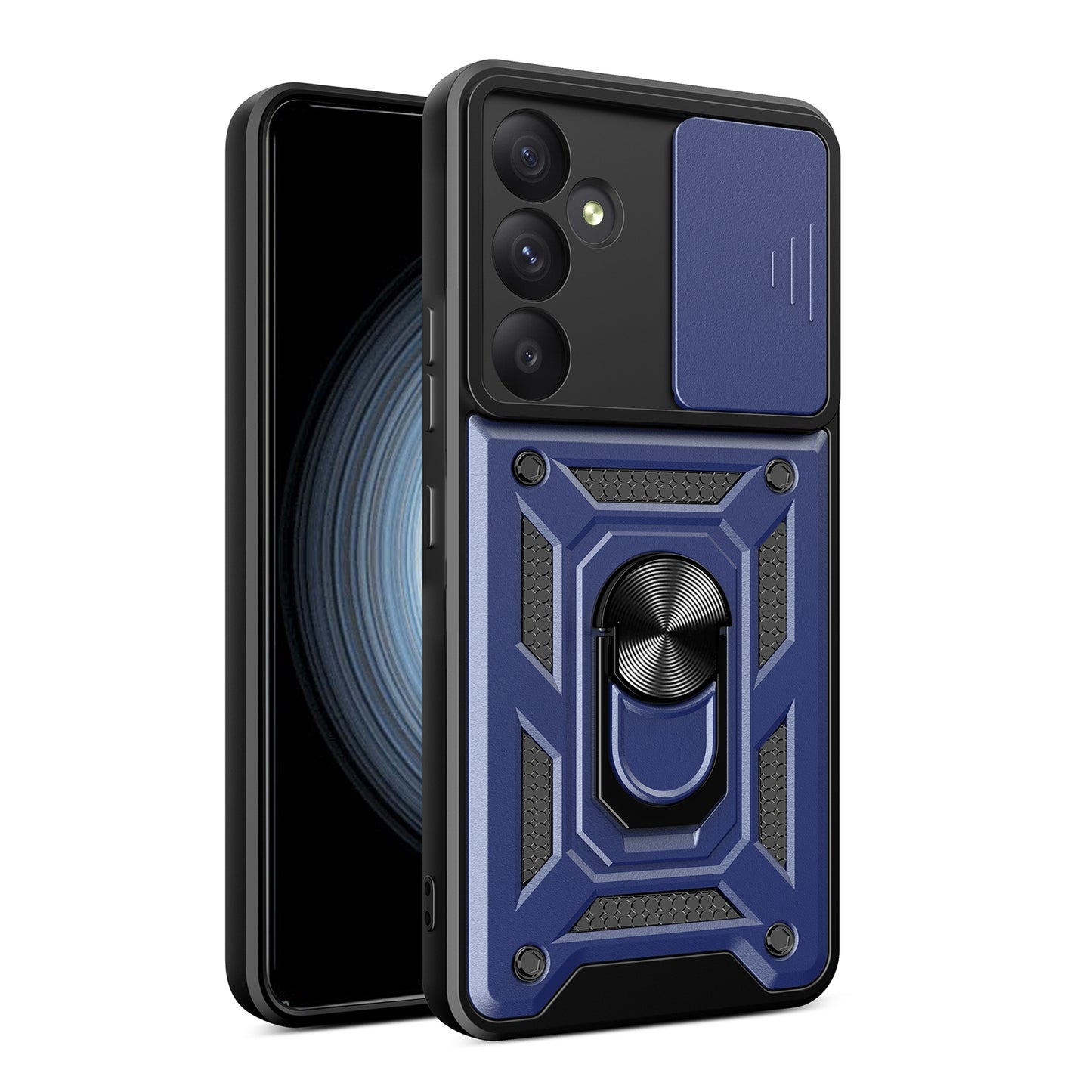 Samsung Galaxy A55 5G Sliding Camera Cover Magnetic Ring Stand Shockproof TPU + PC Protective Phone Case