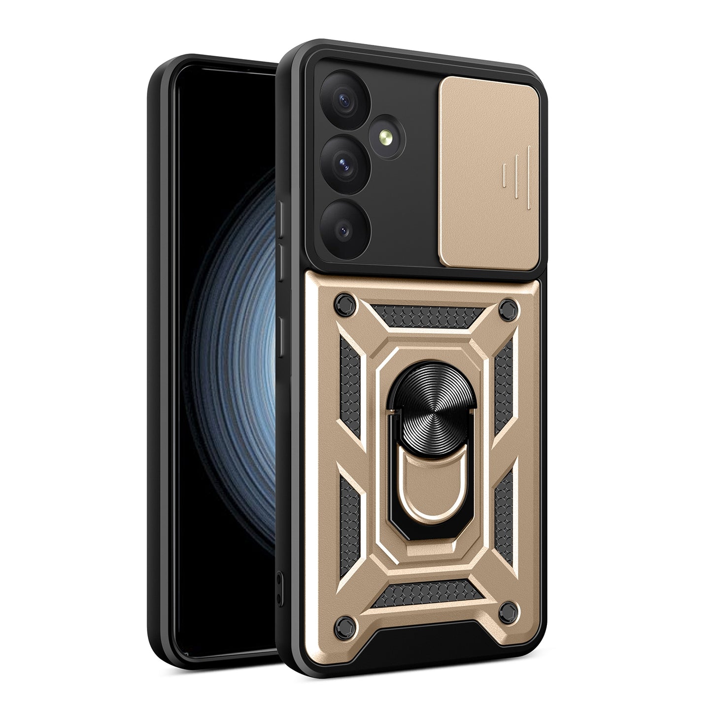 Samsung Galaxy A55 5G Sliding Camera Cover Magnetic Ring Stand Shockproof TPU + PC Protective Phone Case