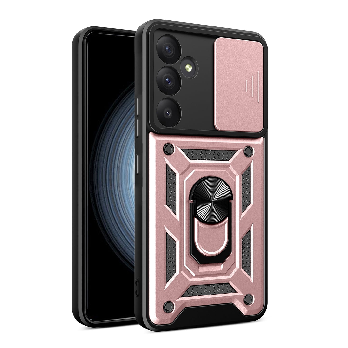 Samsung Galaxy A55 5G Sliding Camera Cover Magnetic Ring Stand Shockproof TPU + PC Protective Phone Case