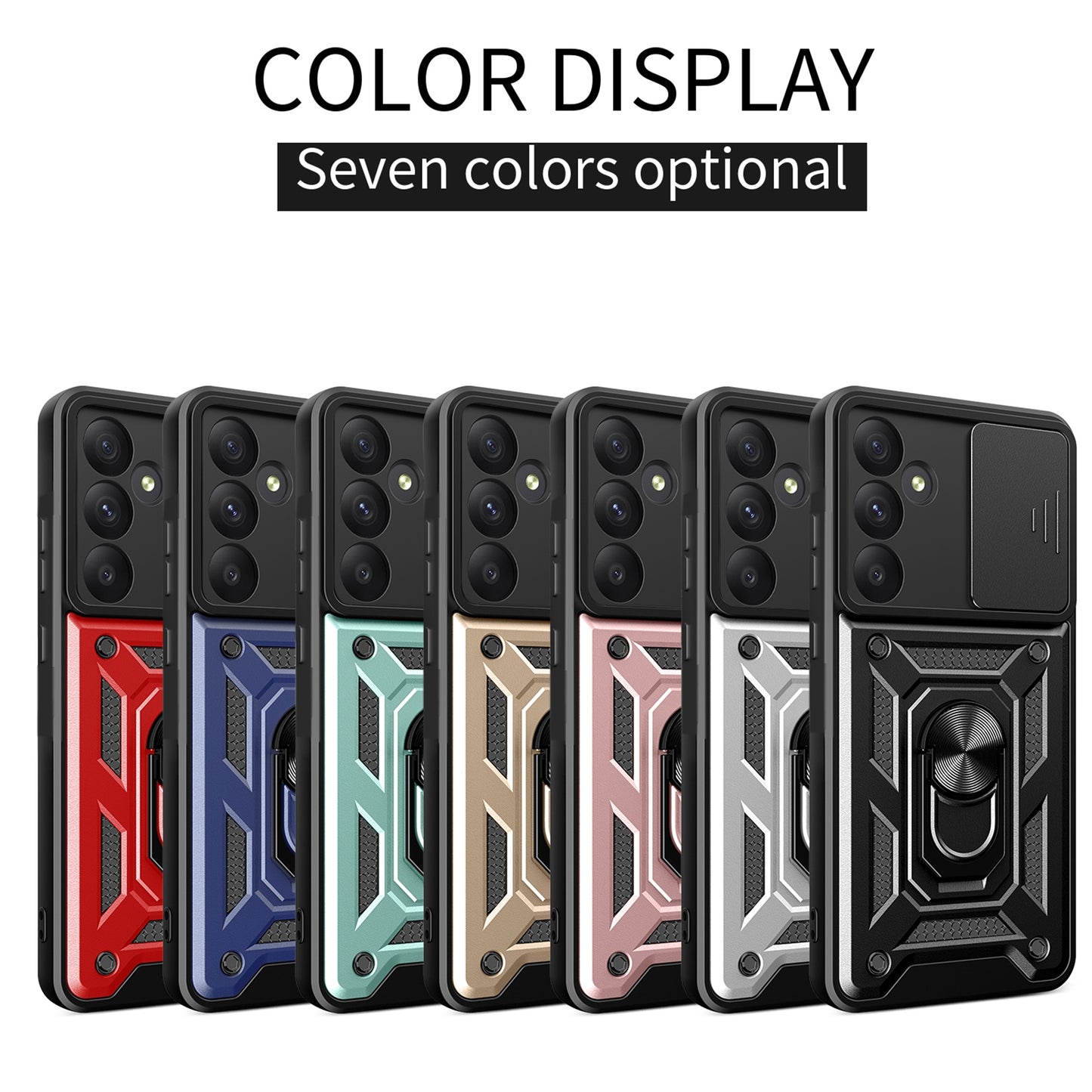 Samsung Galaxy A55 5G Sliding Camera Cover Magnetic Ring Stand Shockproof TPU + PC Protective Phone Case