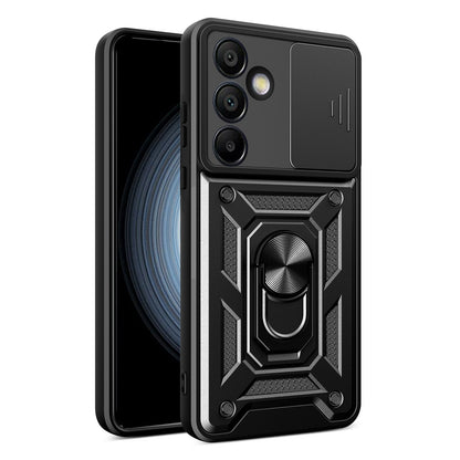 Samsung Galaxy S24 FE 5G Sliding Camera Cover Magnetic Ring Stand Shockproof TPU + PC Protective Phone Case