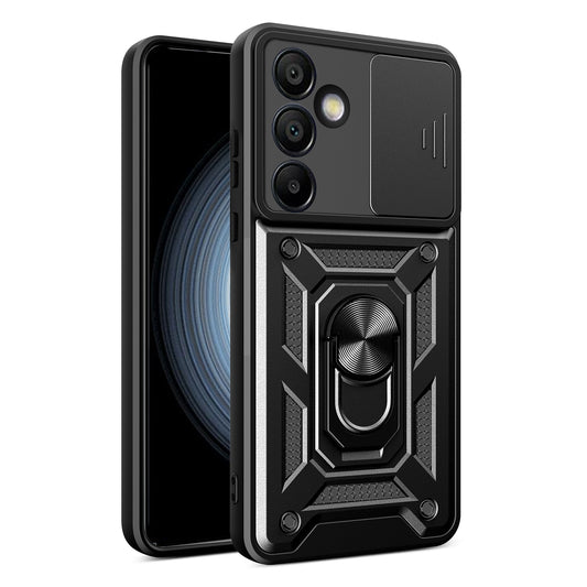 Samsung Galaxy S24 FE 5G Sliding Camera Cover Magnetic Ring Stand Shockproof TPU + PC Protective Phone Case