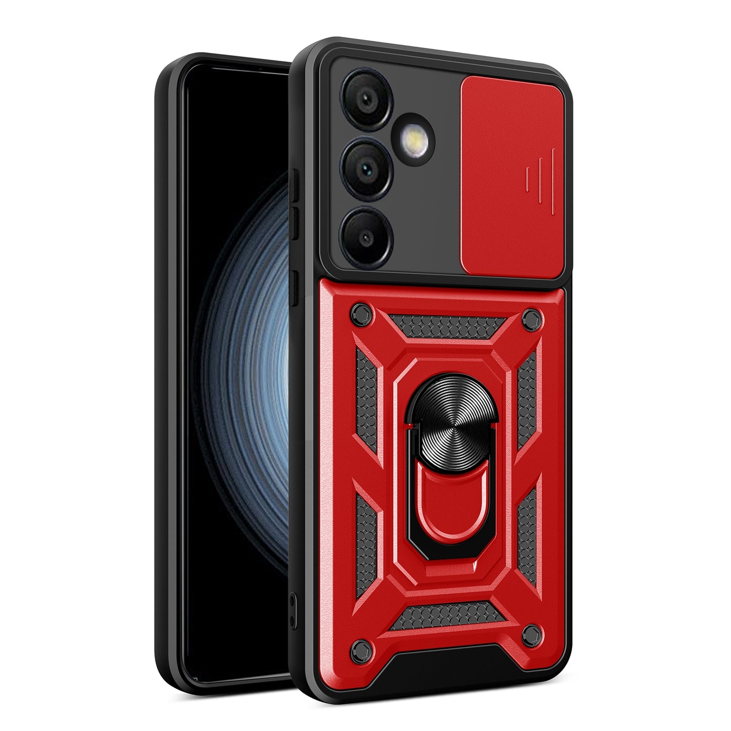 Samsung Galaxy S24 FE 5G Sliding Camera Cover Magnetic Ring Stand Shockproof TPU + PC Protective Phone Case
